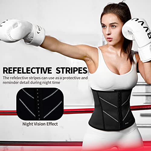 BVVU Sweat Waist Trainer Trimmer for Women Corset Cincher Underbust Latex Sport Girdle Body Shaper for Workout Black - Image 5