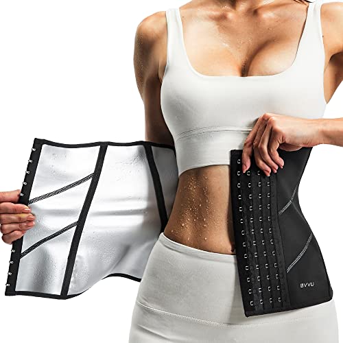 BVVU Sweat Waist Trainer Trimmer for Women Corset Cincher Underbust Latex Sport Girdle Body Shaper for Workout Black - Image 4
