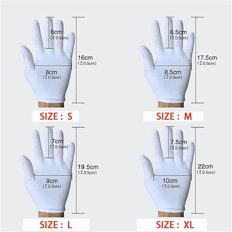 قفازات عمل قطنية صغيرة 12 زوجًا أبيض ناعم للبستنة 24 قطعة - Image 3