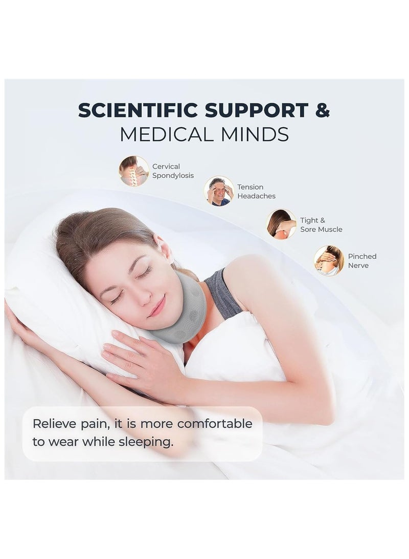Neck Brace for Neck Pain and Support - Soft Foam Neck Brace Cervical Collar for Sleeping Breathable Neck Support Brace Wraps Keep Vertebrae Stable and Aligned for Women & Men, 1 Pcs, Gray - Image 3