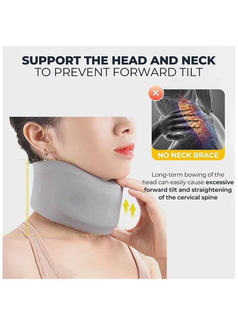 Neck Brace for Neck Pain and Support - Soft Foam Neck Brace Cervical Collar for Sleeping Breathable Neck Support Brace Wraps Keep Vertebrae Stable and Aligned for Women & Men, 1 Pcs, Gray - Image 5