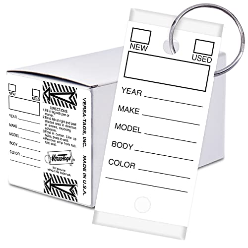 Versa-Tags 250 Per Box, Self-Protecting Paper Key Tags with Chrome-Plated Split Rings Perfect for Car Truck Or RV Dealers White - Image 1