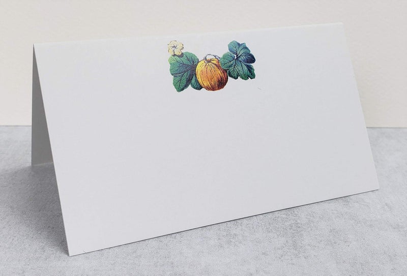 Nancy Nikko Place Cards Autumn Theme W/Pumpkin And Leaves. For Weddings, Showers, Dinners, Parties And Special Events Table Tent Style, Scored For Easy Folding. Pkgs Of 12/25 / 50 (12) - Image 1