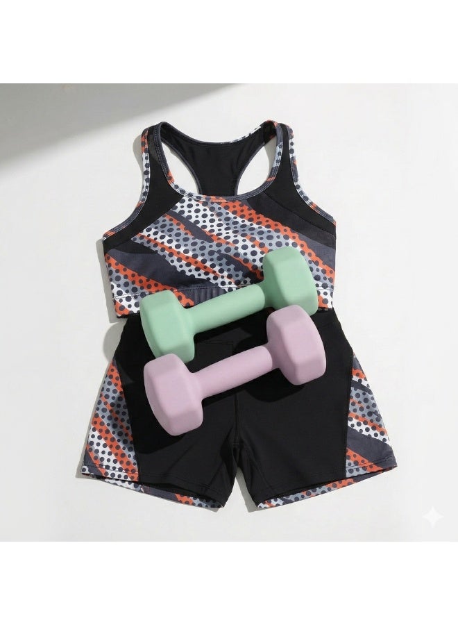 Women's Black Activewear Set – Sports Bra & High-Waist Biker Shorts Gym Outfit - Image 2