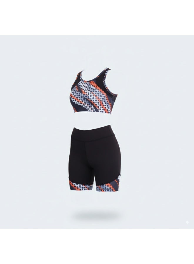 Women's Black Activewear Set – Sports Bra & High-Waist Biker Shorts Gym Outfit - Image 1