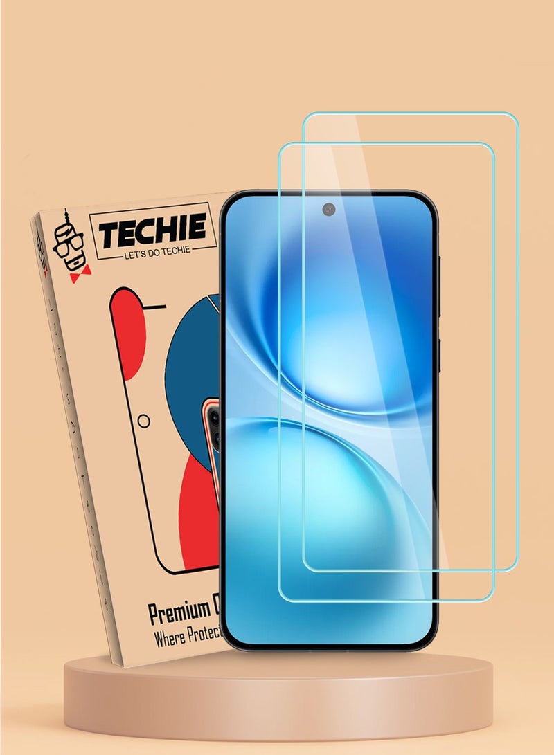 Techie حماية شاشة زجاجية مقسّاة HD 9H صلابة - 2 عبوة لـ Vivo X200 FE 5G، مضادة للتوهج، مضادة للفقاعات، رقيقة جداً 0.33 مم مع حواف مدورة وتركيب سهل - Image 1