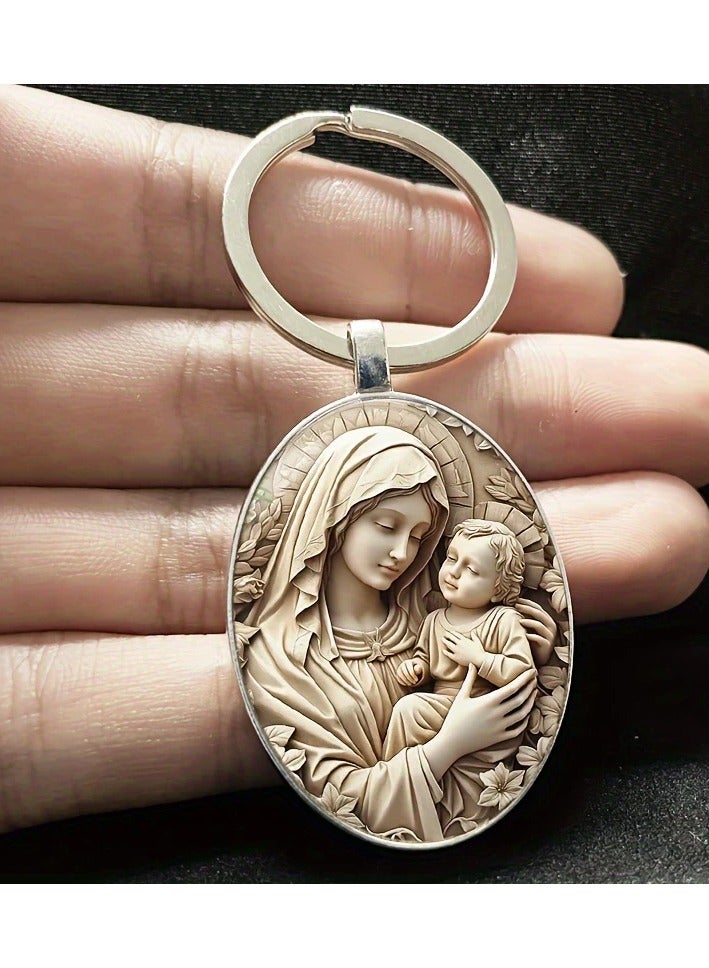 سلسلة مفاتيح بتصميم أنيق مستوحى من السيدة مريم – إكسسوار معدني متين وأنيق - Image 2