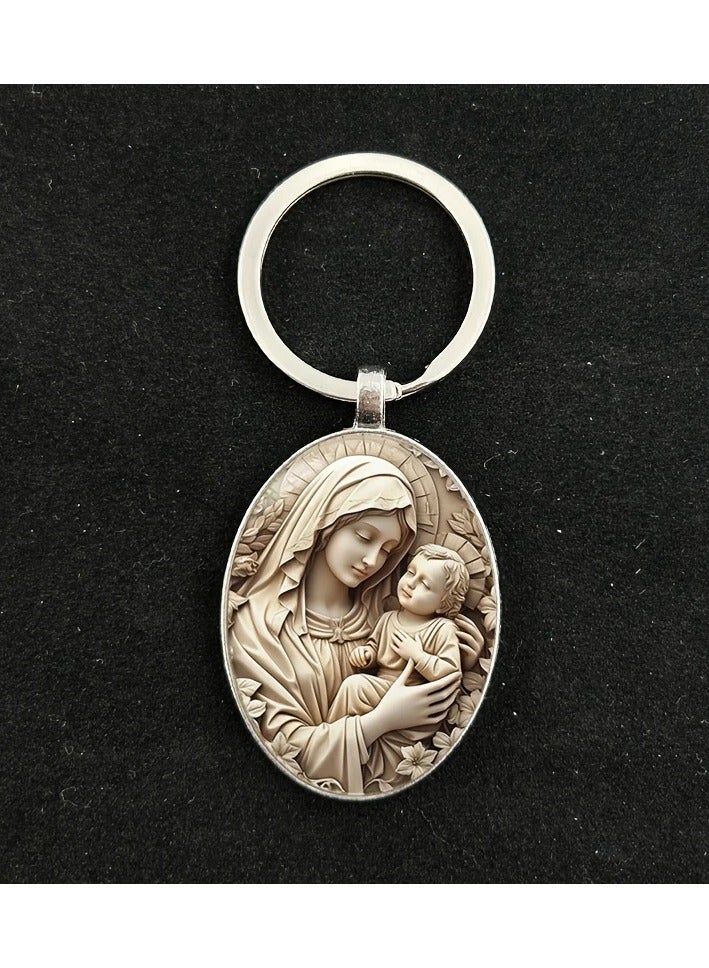 سلسلة مفاتيح بتصميم أنيق مستوحى من السيدة مريم – إكسسوار معدني متين وأنيق - Image 3
