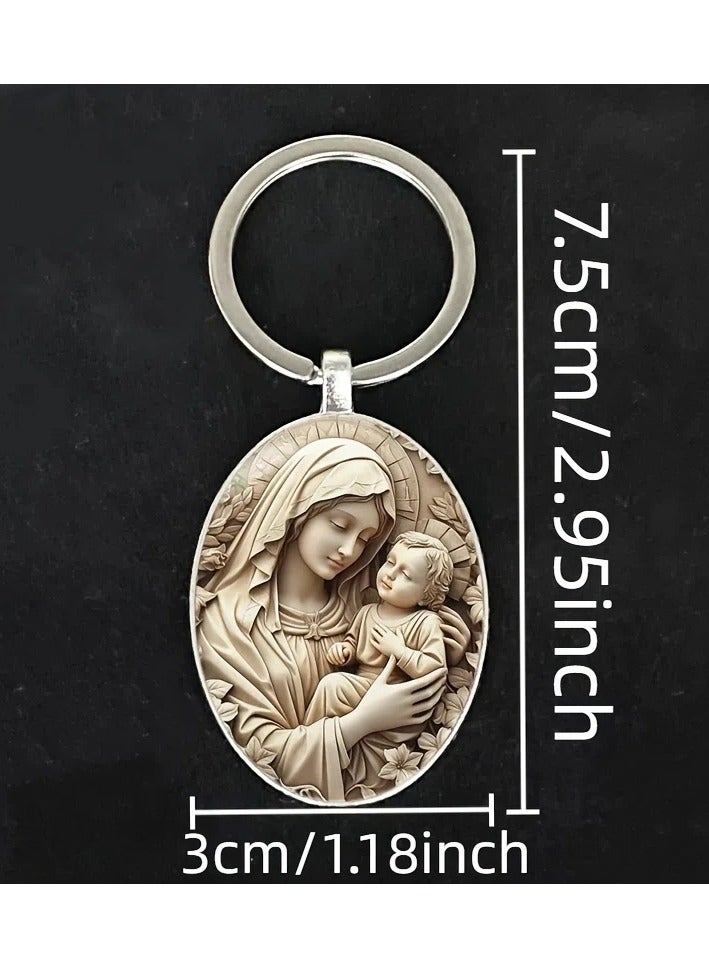 سلسلة مفاتيح بتصميم أنيق مستوحى من السيدة مريم – إكسسوار معدني متين وأنيق - Image 4