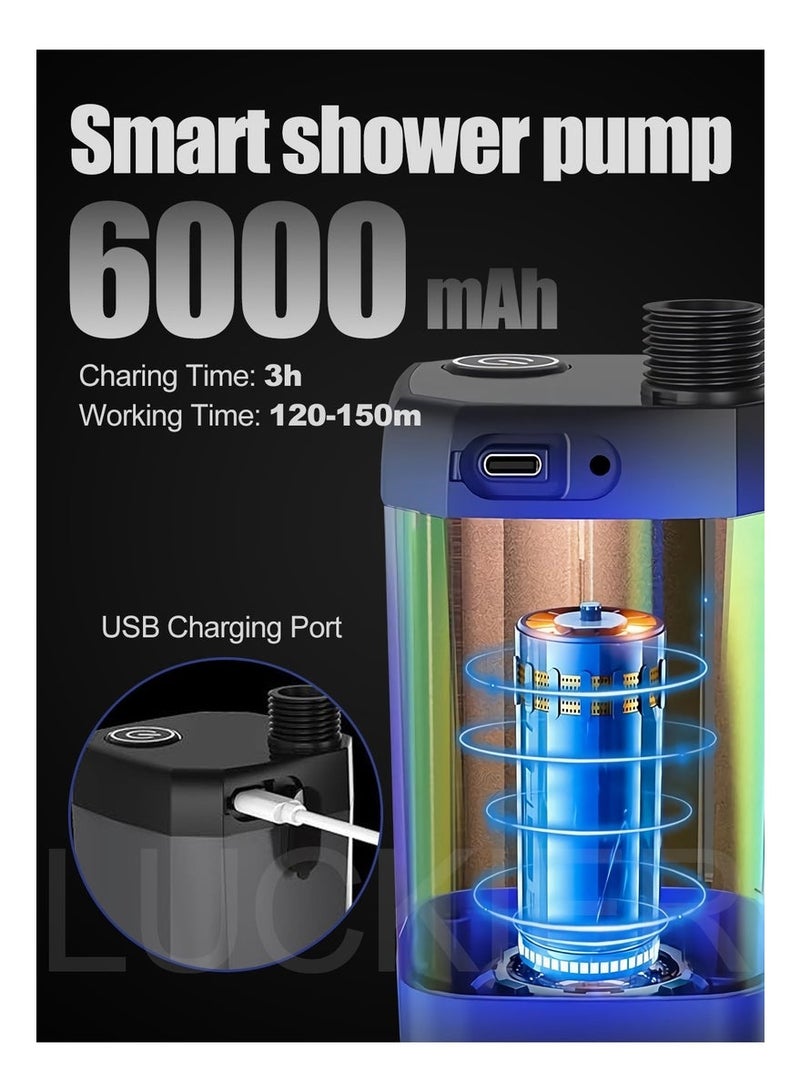 Arabest Portable Camping Shower Pump set- Dual Mode & Temp Display (6000mAh Battery/LED Screen/150Min Runtime) - Ideal for Desert Trips, Outdoor Shower & Hot Climate Car Wash - Image 2