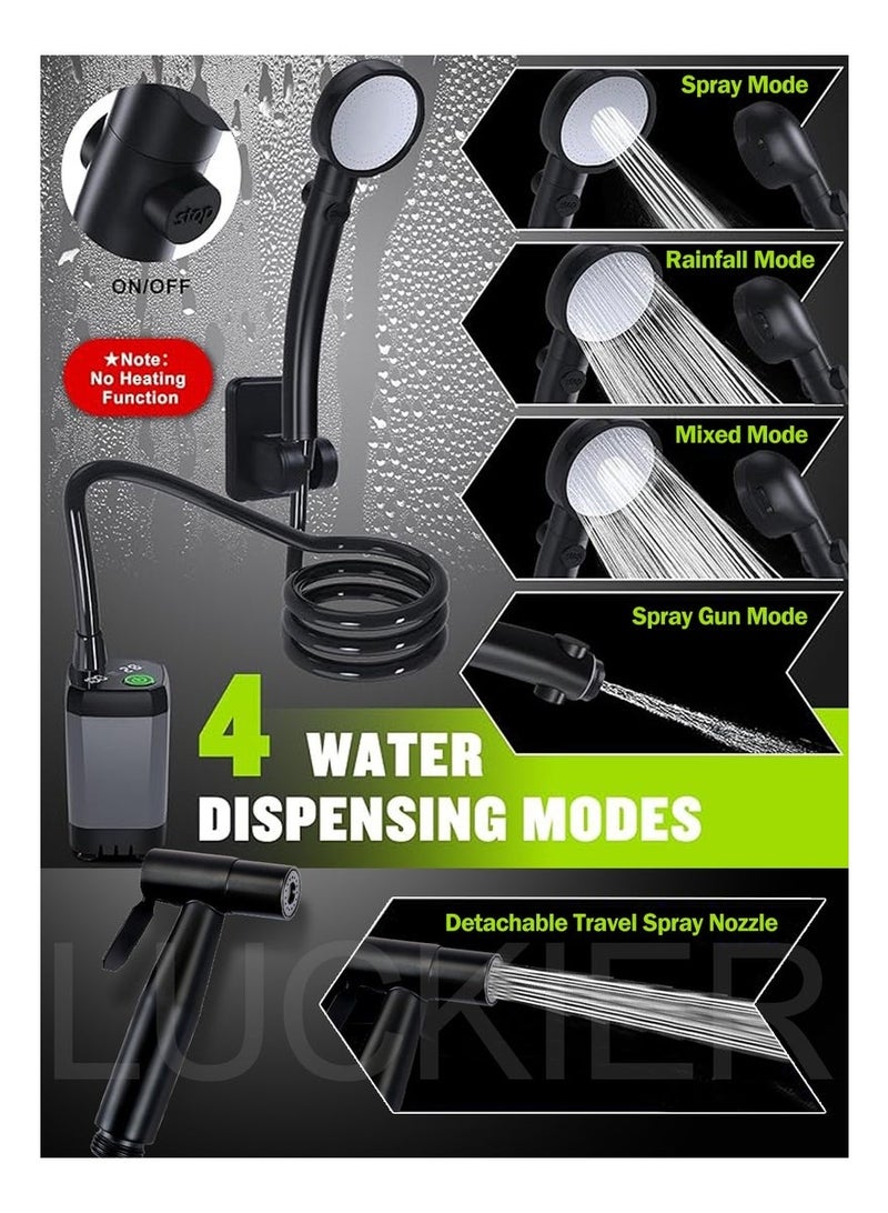 Arabest Portable Camping Shower Pump set- Dual Mode & Temp Display (6000mAh Battery/LED Screen/150Min Runtime) - Ideal for Desert Trips, Outdoor Shower & Hot Climate Car Wash - Image 3