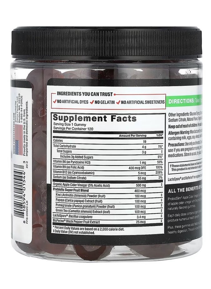 Force Factor ProbioSlim, Apple Cider Vinegar Gummies, 120 Gummies  - Image 2