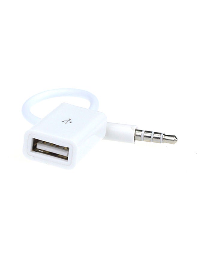 NIBEMINENT Immunity 3.5mm AUX Auxiliary Audio Jack Into The USB Converter Cable White - Image 1