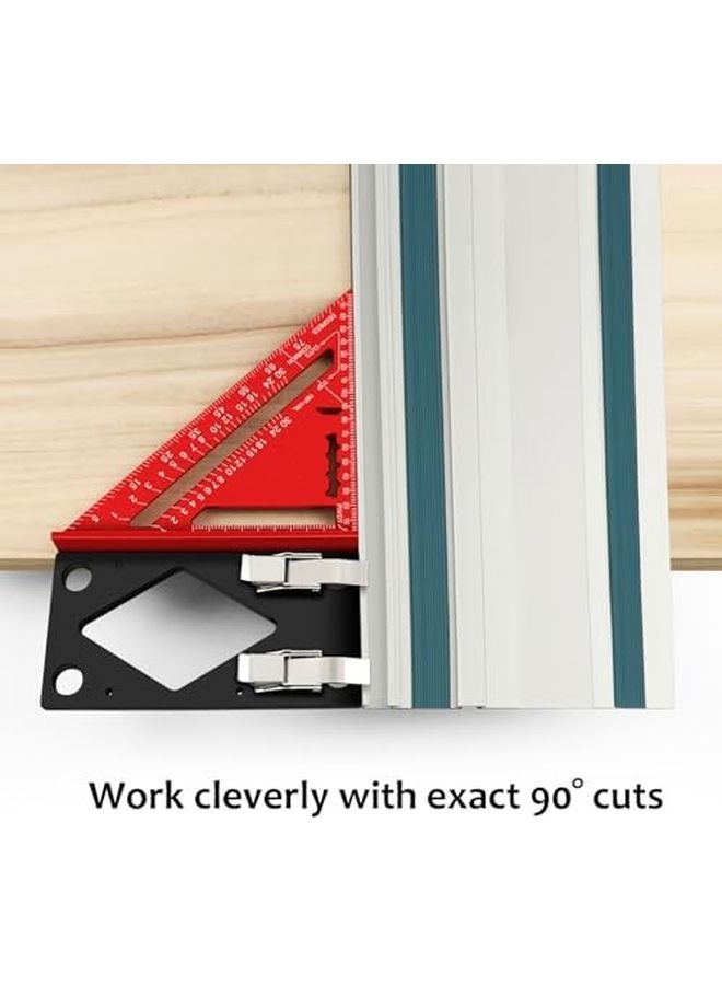 Qivine 340mm Track Saw Guide Rail Square 90 Degree Right Angle with Anti Tip Design Black - Image 5