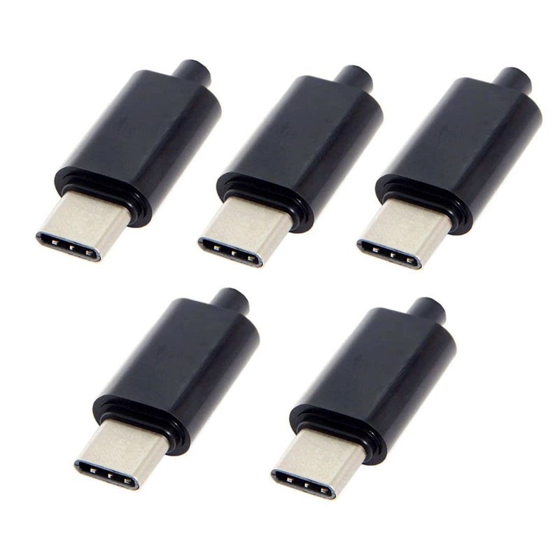 chenyang 5 Pack USB C DIY Connector USB 31 Type C 24Pin Male Plug Port Repair Replacement Solder Adapter with PCB Board Black Housing - Image 2