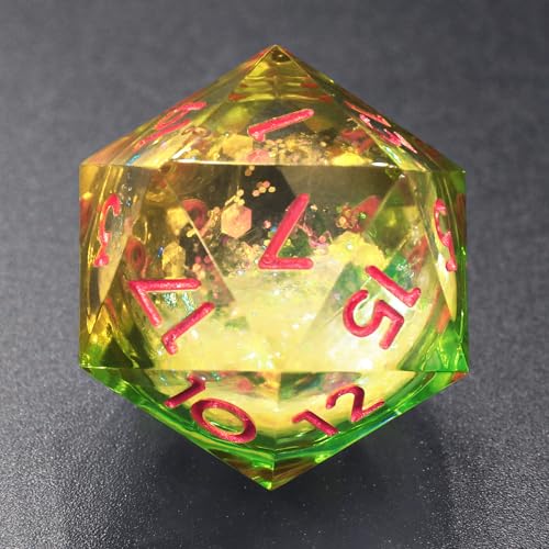 FONVGOGO Liquid Core DND Dice Set for Dungeons and Dragons 7 Piece Sharp Edge Resin DND Dice with Cardborad Box Role Playing Polyhedral D and D RPG Dice D20 D12 D10 D8 D6 D4Liquid Yellow and Green - Image 1