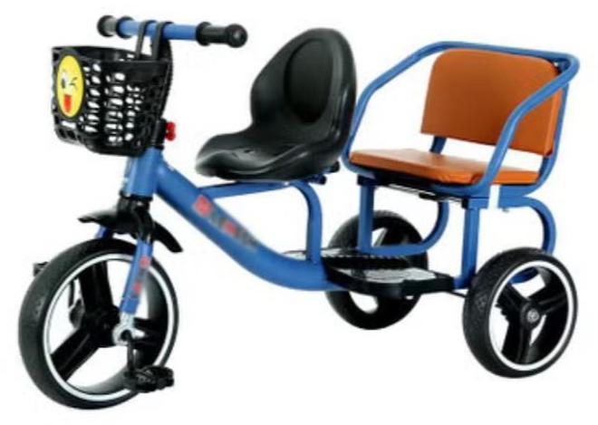 Arabest Children's Tricycle, Bicycle, Tandem Tricycle, Children's Tricycle, Baby Riding Toy, 2-6 Years Old, Blue - Image 1