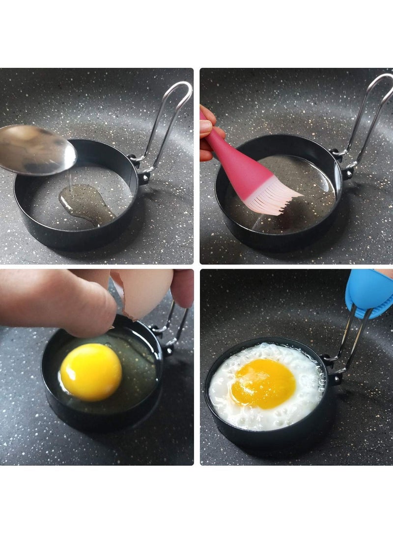 NIBEMINENT 2pcs Egg Ring Professional Non Stick Rings Make Molds Round Pancake Mold Stainless Steel Breakfast Household Tool Cooking for Frying Mcmuffin Sandwiches - Image 4