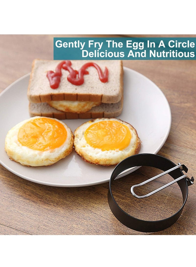 NIBEMINENT 2pcs Egg Ring Professional Non Stick Rings Make Molds Round Pancake Mold Stainless Steel Breakfast Household Tool Cooking for Frying Mcmuffin Sandwiches - Image 5