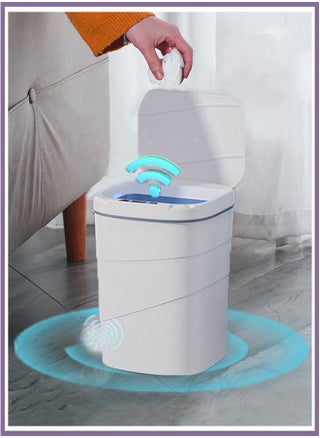Touch Free Trash Can,Automatic Bathroom Trash Can, Touchless Motion Sensor Garbage Can with Lid, Waste Bins Bathroom Intelligent/Smart Sensor Trash Can Electronic Automatic Sensor Dustbin Toilet Waterproof Trash Bin for Kitchen Bathroom Garbage  (14L, white) - pzsku/ZF8585DE3A44FDB08BEE3Z/45/1742007672/a0b08ec7-f33d-4e2c-84e9-79c06d9b686c