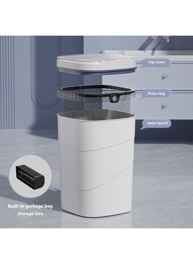 Touch Free Trash Can,Automatic Bathroom Trash Can, Touchless Motion Sensor Garbage Can with Lid, Waste Bins Bathroom Intelligent/Smart Sensor Trash Can Electronic Automatic Sensor Dustbin Toilet Waterproof Trash Bin for Kitchen Bathroom Garbage  (14L, white)