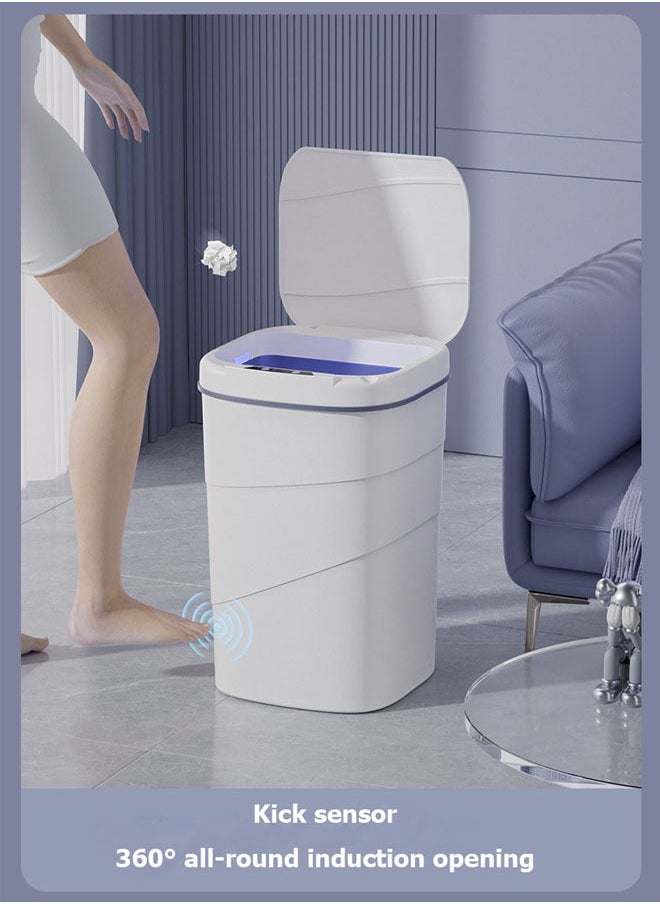 Touch Free Trash Can,Automatic Bathroom Trash Can, Touchless Motion Sensor Garbage Can with Lid, Waste Bins Bathroom Intelligent/Smart Sensor Trash Can Electronic Automatic Sensor Dustbin Toilet Waterproof Trash Bin for Kitchen Bathroom Garbage  (14L, white)