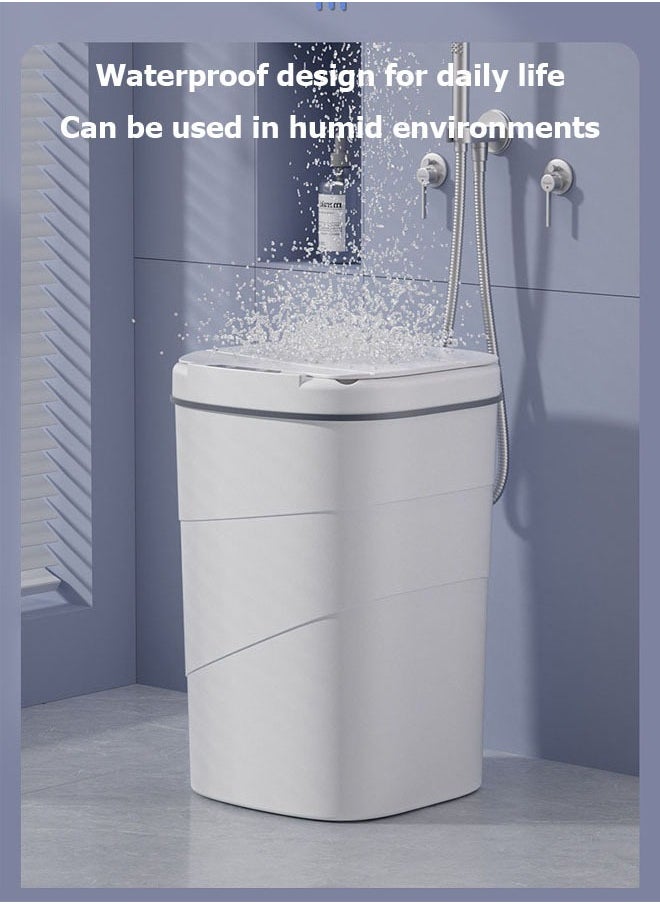 Touch Free Trash Can,Automatic Bathroom Trash Can, Touchless Motion Sensor Garbage Can with Lid, Waste Bins Bathroom Intelligent/Smart Sensor Trash Can Electronic Automatic Sensor Dustbin Toilet Waterproof Trash Bin for Kitchen Bathroom Garbage  (14L, white)