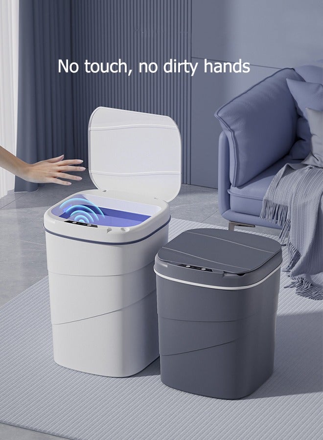 ميون سلة المهملات بدون لمس، سلة المهملات الأوتوماتيكية للحمام، سلة المهملات بدون لمس مع غطاء، صناديق النفايات للحمام سلة المهملات الذكية/الذكية بمستشعر إلكتروني أوتوماتيكي سلة المهملات المقاومة للماء للمطبخ والحمام (14 لتر، أبيض) - Image 2