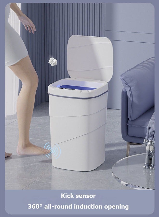 ميون سلة المهملات بدون لمس، سلة المهملات الأوتوماتيكية للحمام، سلة المهملات بدون لمس مع غطاء، صناديق النفايات للحمام سلة المهملات الذكية/الذكية بمستشعر إلكتروني أوتوماتيكي سلة المهملات المقاومة للماء للمطبخ والحمام (14 لتر، أبيض) - Image 5