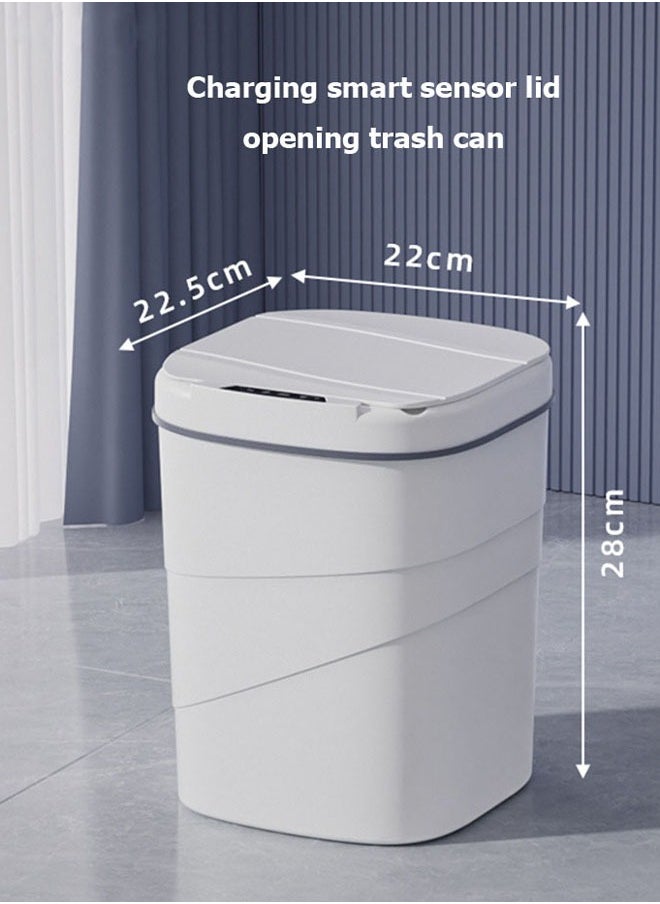 Touch Free Trash Can,Automatic Bathroom Trash Can, Touchless Motion Sensor Garbage Can with Lid, Waste Bins Bathroom Intelligent/Smart Sensor Trash Can Electronic Automatic Sensor Dustbin Toilet Waterproof Trash Bin for Kitchen Bathroom Garbage  (14L, white)