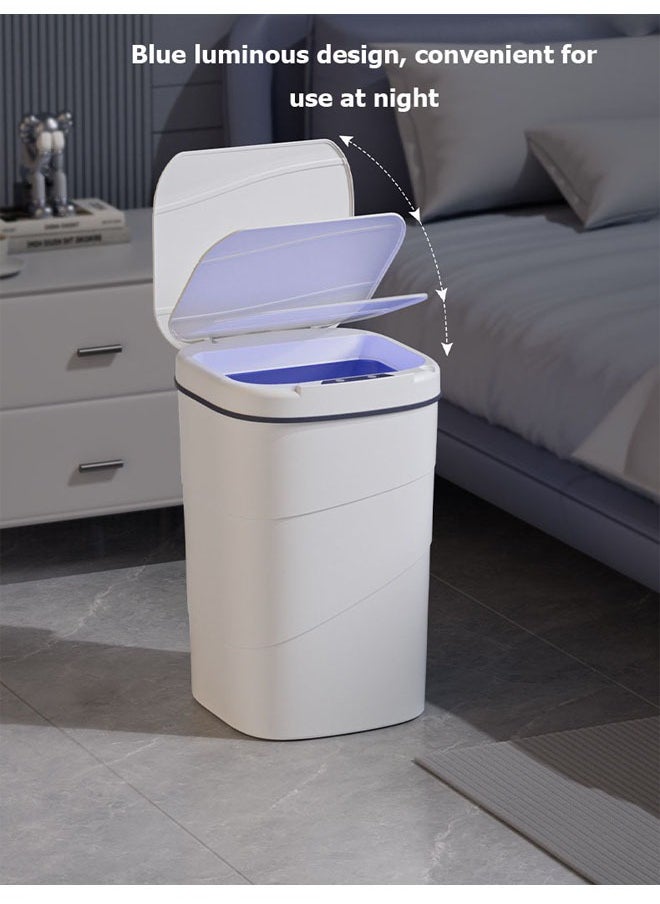 Touch Free Trash Can,Automatic Bathroom Trash Can, Touchless Motion Sensor Garbage Can with Lid, Waste Bins Bathroom Intelligent/Smart Sensor Trash Can Electronic Automatic Sensor Dustbin Toilet Waterproof Trash Bin for Kitchen Bathroom Garbage  (14L, white)