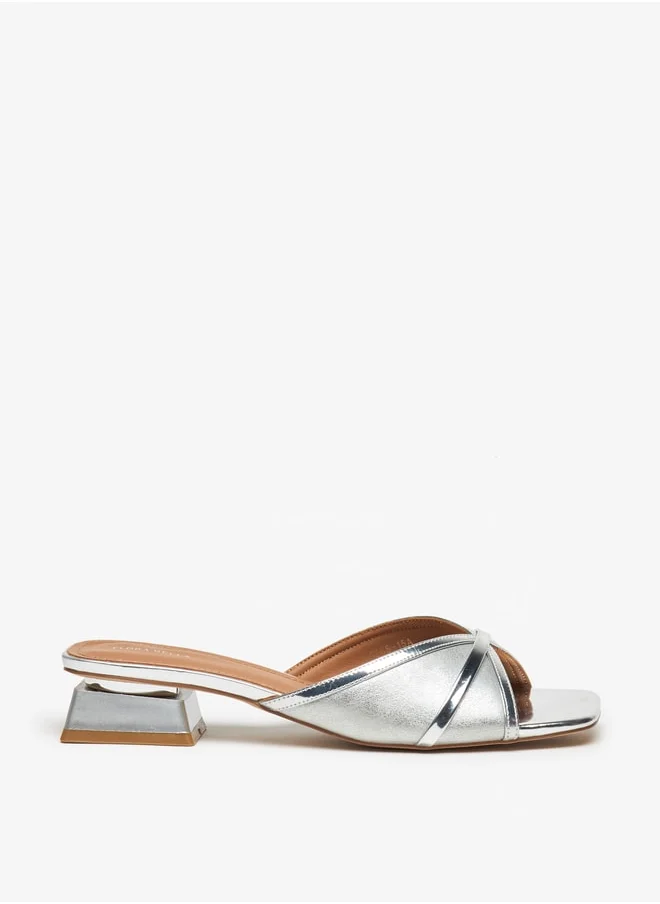 Flora Bella Women's Textured Slip-On Sandals with Block Heels