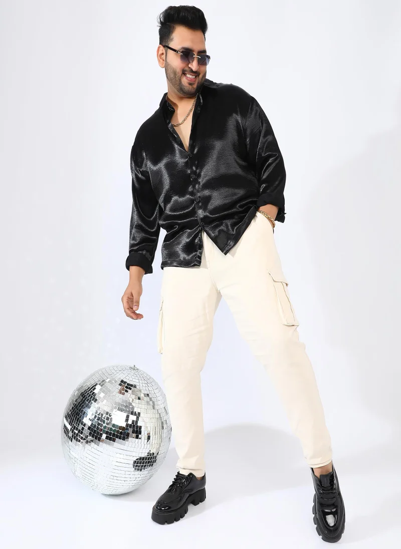 Instafab Plus Men's Onyx Black Sheen-Flow Shirt