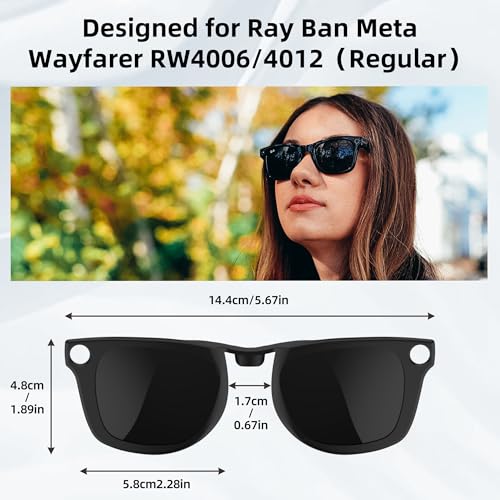 RCstyle HiBloks 2Pcs Polarized Clip-on Compatible with Ray-Ban Meta Wayfarer & Gen 2 (RW4006/RW4012 Regular), Discoloration Clip for RayBan Meta Gen 2 Accessories (Dark Green, Black) - Image 3