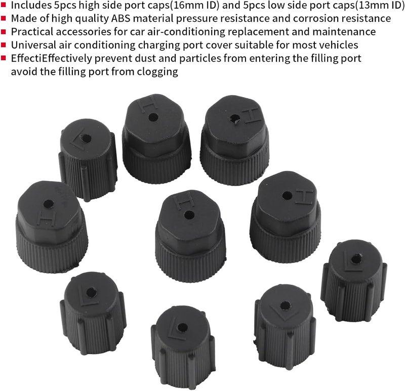klarako 10Pcs Universal Air Conditioning Service Cap A/C Repair Refrigerant Charging Port Cover Auto Accessory AC System Caps Repair Refrigerant Charging Port Cover Auto Accessory - Image 4