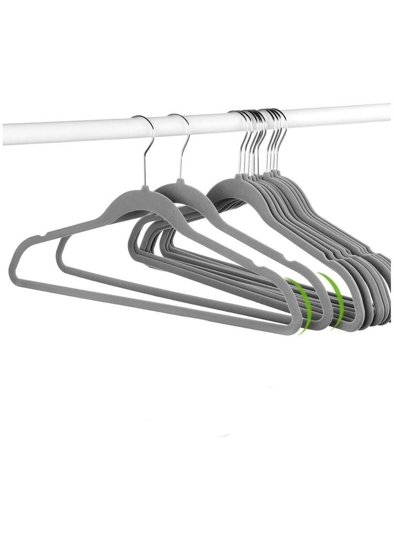 D'HOME D'Home Non-Slip Velvet Hangers – Ultra-Thin Suit Hangers with 360° Swivel Hook – Strong & Space-Saving Clothes Hangers for Kandora, Abaya, Kaftan – Hold Up to 10 lbs – Grey (Pack of 30)  - Image 3