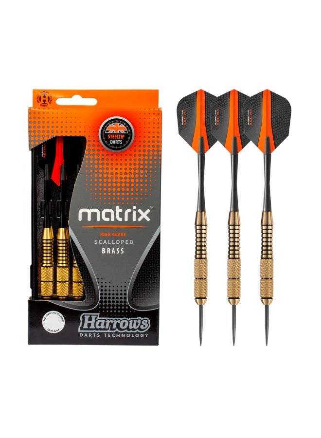 Harrows Pro Brass Darts Matrix BD10622 22g Steel Tip Dart Set – Precision Grip Brass Barrels for Power, Accuracy & Control