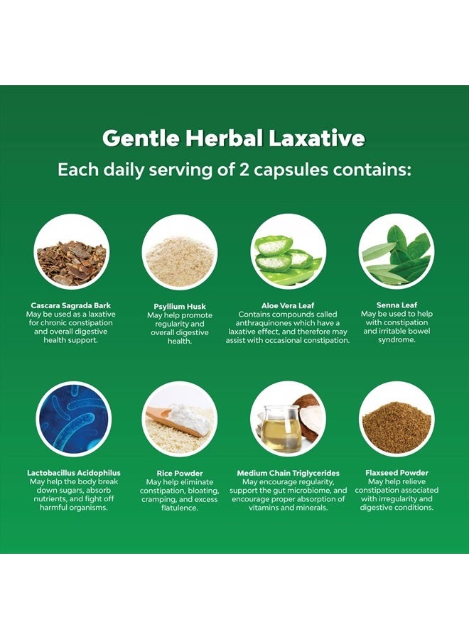 Natures Craft Herbal Laxative Capsules with Probiotics – Natural Colon Detox Digestive Support System Clean – Psyllium Husk Powder Senna Leaf Cascara Sagrada – Triple Herb Cleanse Pills - 30 Servings - Image 3
