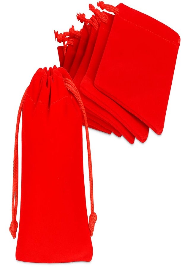 Birdbrid Red Velvet Potli Bags 3x5 Inch | Soft Drawstring Gift Pouches for Shagun, Wedding Return Gift, Coins, Jewelry & Party Favors | Pack of 6 - Image 1