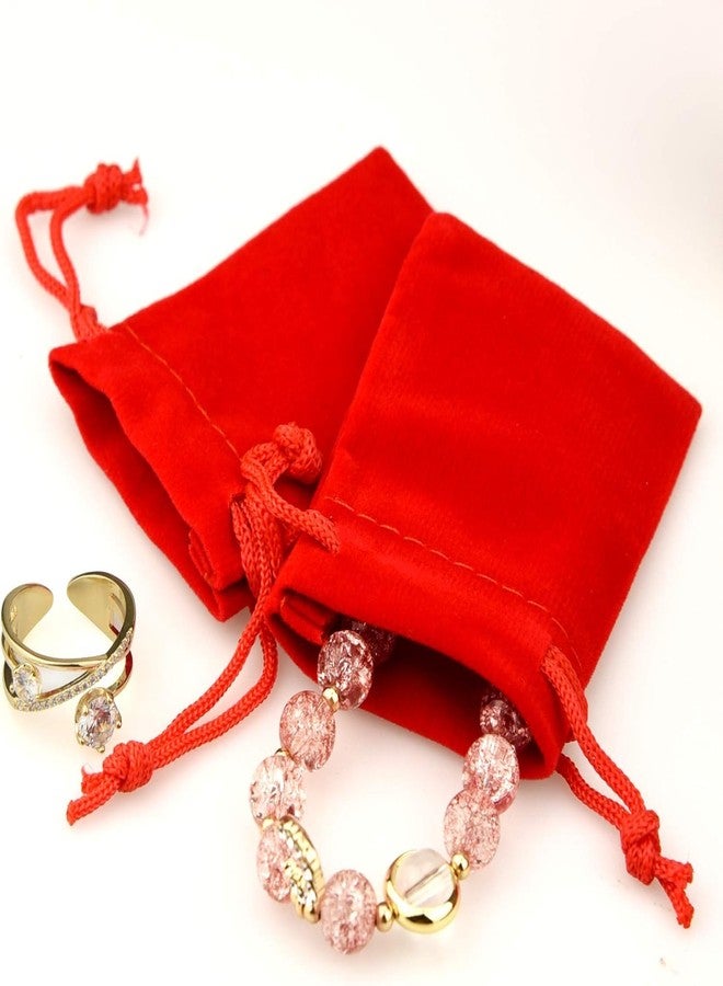 Birdbrid Red Velvet Potli Bags 3x5 Inch | Soft Drawstring Gift Pouches for Shagun, Wedding Return Gift, Coins, Jewelry & Party Favors | Pack of 6 - Image 4