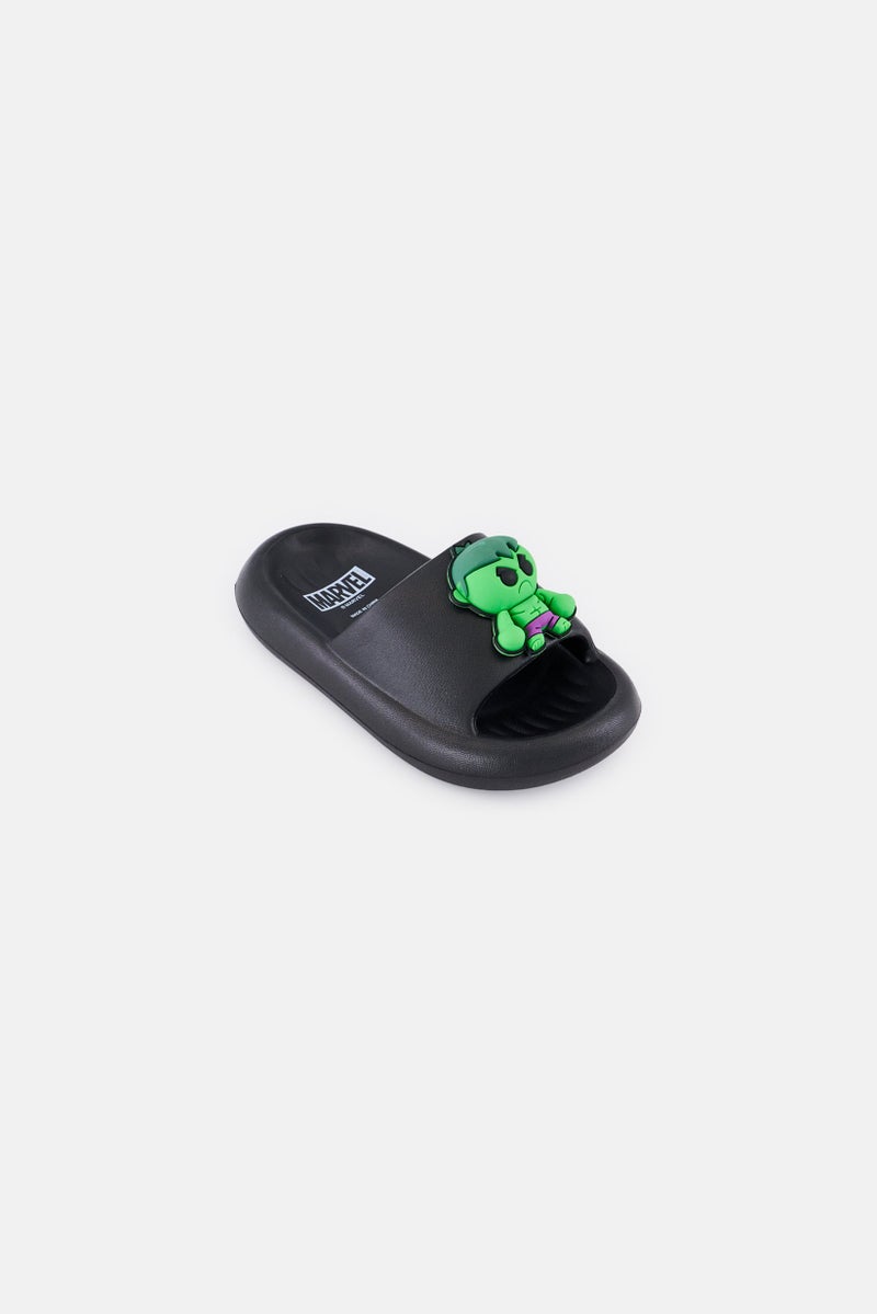 MARVEL Toddlers Boy Slip On Slides, Black  - Image 1