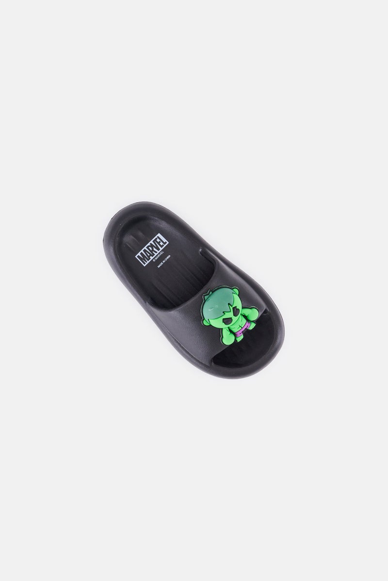 MARVEL Toddlers Boy Slip On Slides, Black  - Image 3