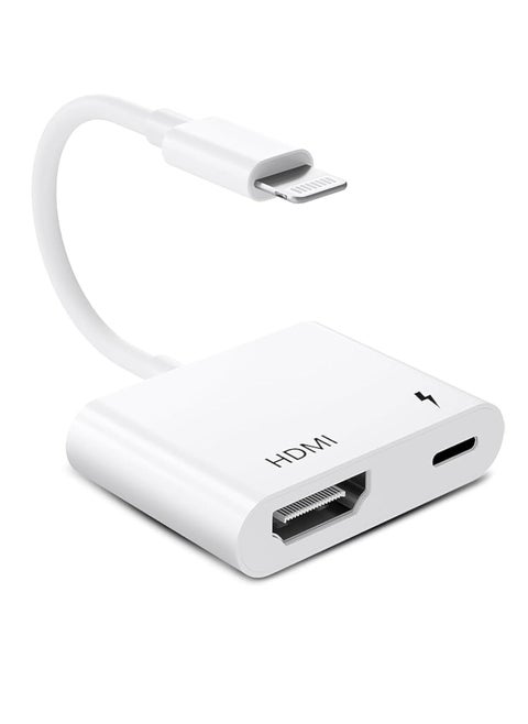HDMI Adapter for iPhone to TV – 1080p HD Digital AV Adapter, No Power Needed, Plug and Play, Compatible with iPhone 14/13/12/11/X/8, iPad to HDTV, Projector, Monitor