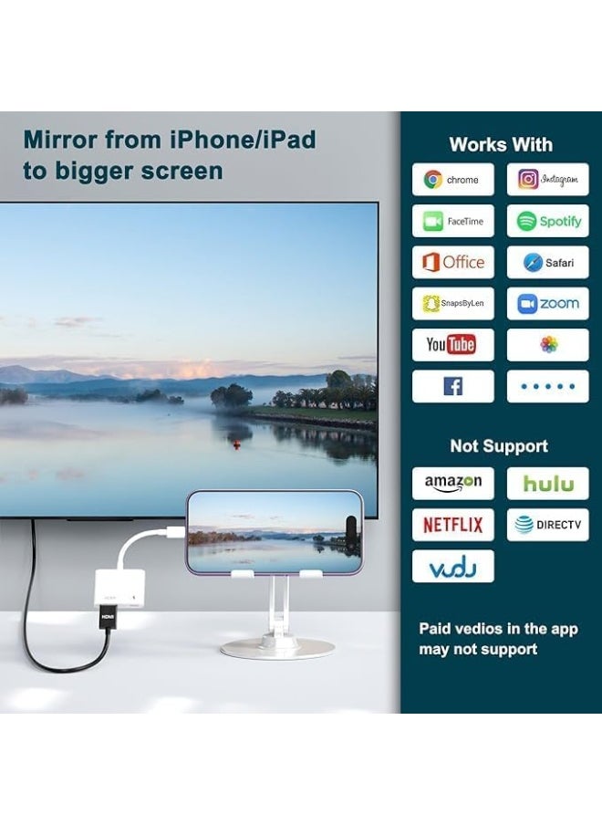 Generic - HDMI Adapter for iPhone to TV – 1080p HD Digital AV Adapter, No Power Needed, Plug and Play, Compatible with iPhone 14/13/12/11/X/8, iPad to HDTV, Projector, Monitor - Image 1