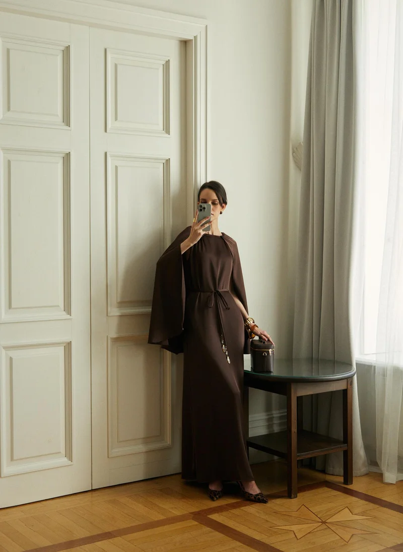Lichi  Maxi dress with matching cape for Women | Best Price UAE