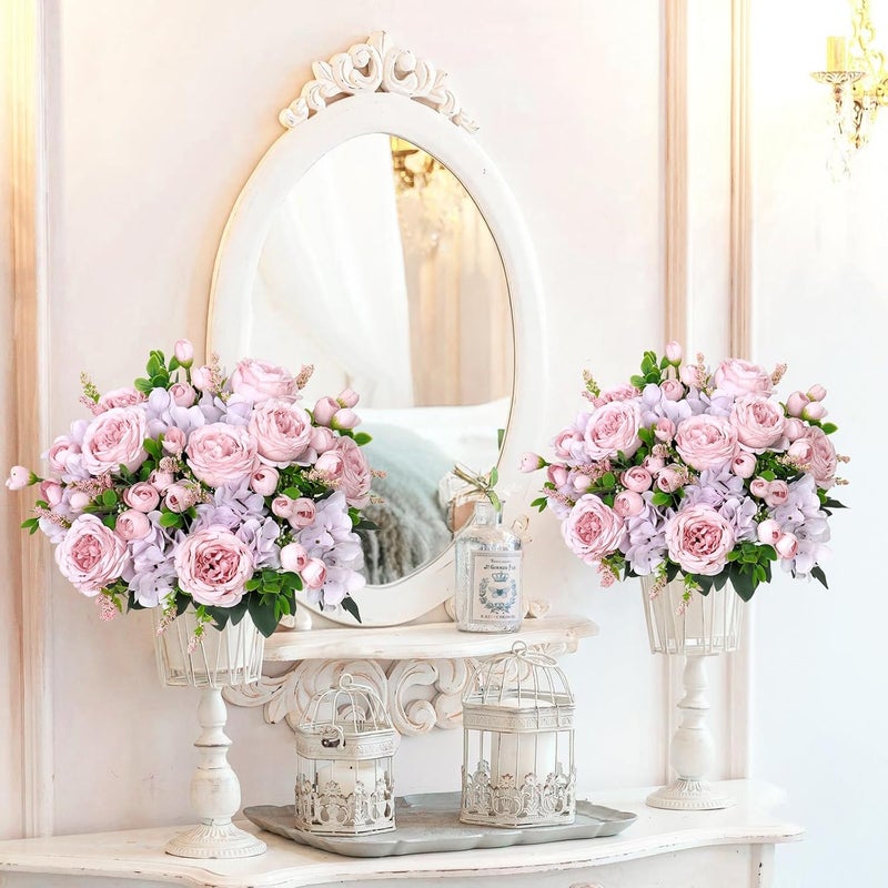 SOMYTING Peony Artificial Flowers Peony Bouquet Artificial Flowers Silk Peony Bouquets for Wedding Party Table Centrepieces Flower Arrangement Home Decor (4, Pink-Purple) - Image 4