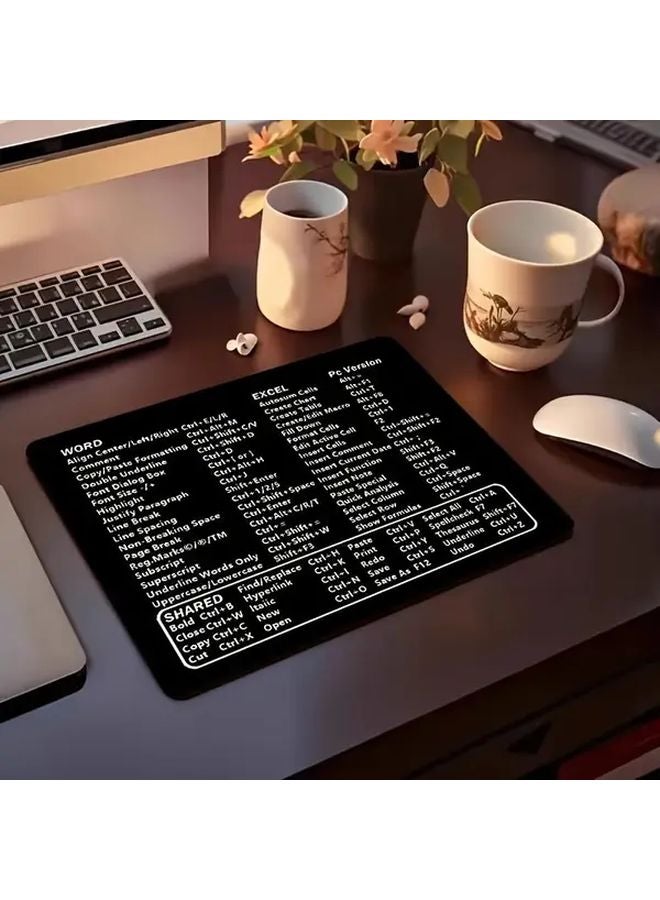 لوحة ماوس اختصار لوحة المفاتيح السوداء لمايكروسوفت وورد وإكسل لنظام ويندوز 9 مقاس 45 × 7.9 بوصة - Image 1
