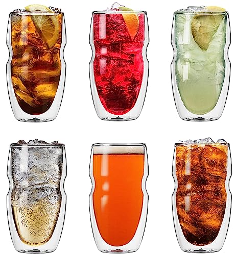Ozeri Serafino Double Wall Insulated Iced Tea and Coffee Glasses, 16-Ounce, Set of 6 - Image 1