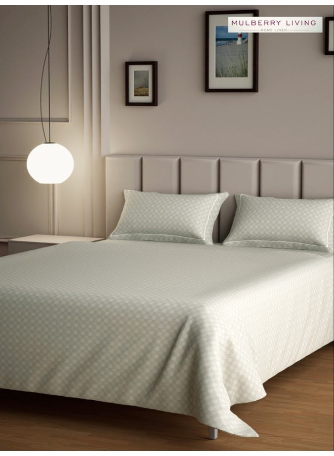 MULBERRY LIVING ملاءة سرير مسطحة من القطن بنسبة 100% - 300 خيط، مقاس كينج (260×280 سم) مع غطائين للوسائد (50×75 سم) - عاجي - Image 3