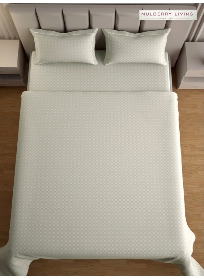 MULBERRY LIVING ملاءة سرير مسطحة من القطن بنسبة 100% - 300 خيط، مقاس كينج (260×280 سم) مع غطائين للوسائد (50×75 سم) - عاجي - Image 5